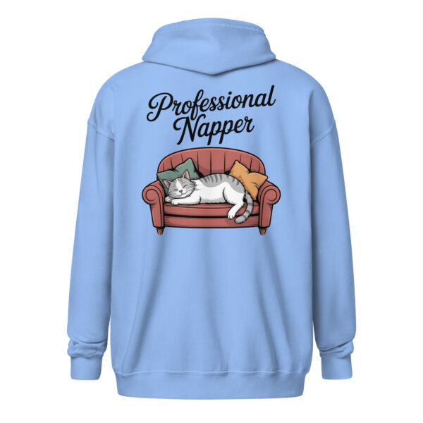 "Professional Napper" | Funny Sleeping Cat on Couch – Unisex Zip Hoodie