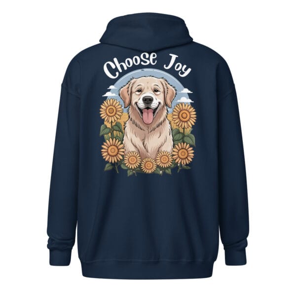 "Choose Joy" Golden Retriever (Back Print) – Unisex heavy blend zip hoodie