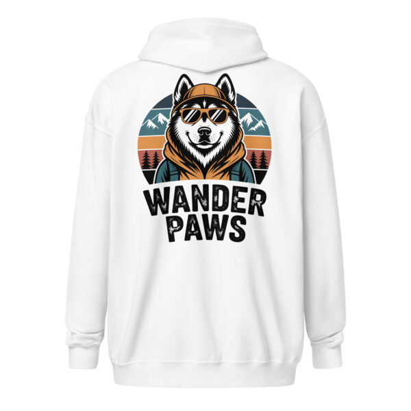 Wander Paws (Back Print) | Retro Mountain Husky Zip Hoodie