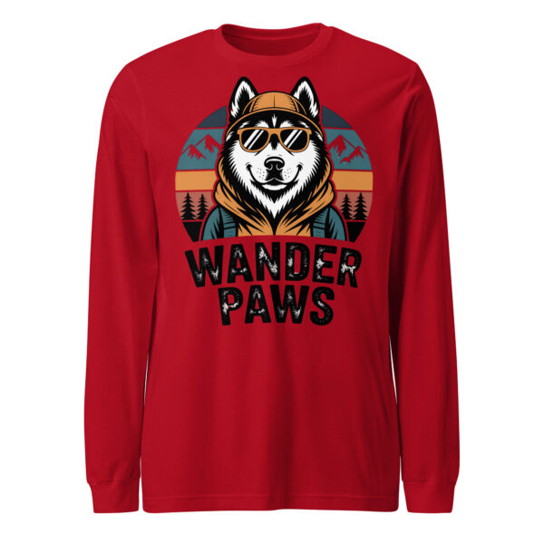 Wander Paws | Retro Mountain Husky – Unisex Long Sleeve Tee