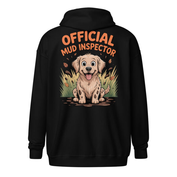 Funny Dog Lover 'Mud Inspector' Hoodie (Back Print) – Unisex zip hoodie