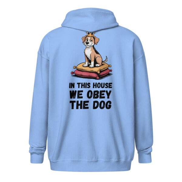 In This House We Obey The Dog (Back Print) – Unisex zip hoodie