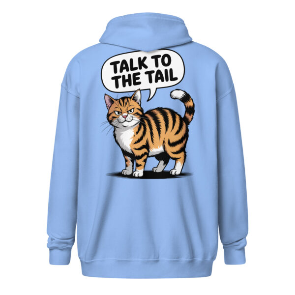 "Talk to the Tail" Funny Cat Hoodie (Back Print) – Unisex zip hoodie