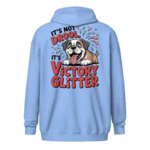 English Bulldog Gifts idea featuring Victory Glitter Back Print on a Zip Hoodie.