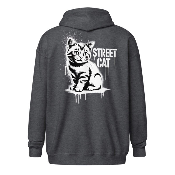Street Cat Graffiti (Back Print) | Urban Stencil Art Graphic – Unisex Zip Hoodie
