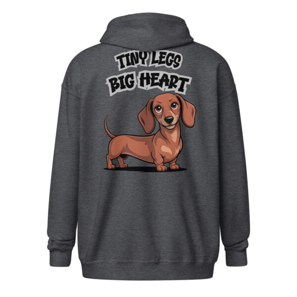 'Tiny Legs Big Heart' Dachshund Sausage Dog (Back Print) – Unisex zip hoodie
