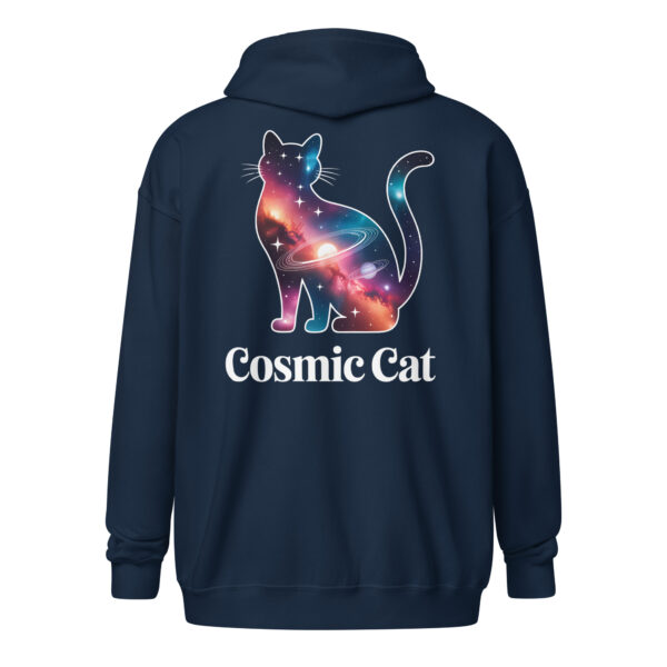 Cosmic Cat Galaxy (Back Print) | Celestial Feline Zip-Up Hoodie – Unisex Zip Hoodie