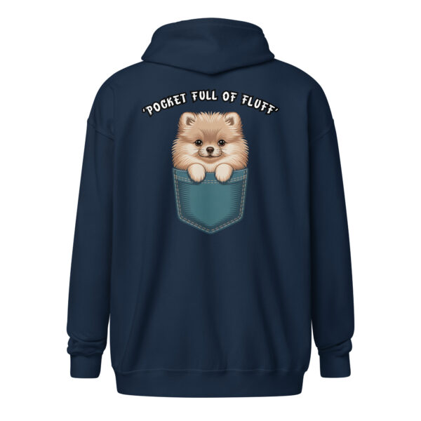 Pocket Full of Fluff Cute Pomeranian (Back Print) – Unisex zip hoodie