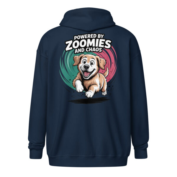 Funny 'Zoomies and Chaos' Hoodie (Back Print) – Unisex zip hoodie