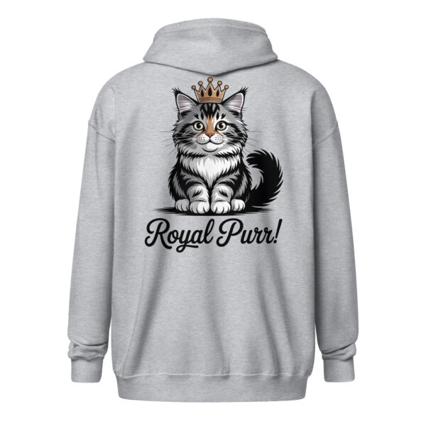 "Royal Purr!" Majestic Cat with Crown (Back Print) – Unisex zip hoodie
