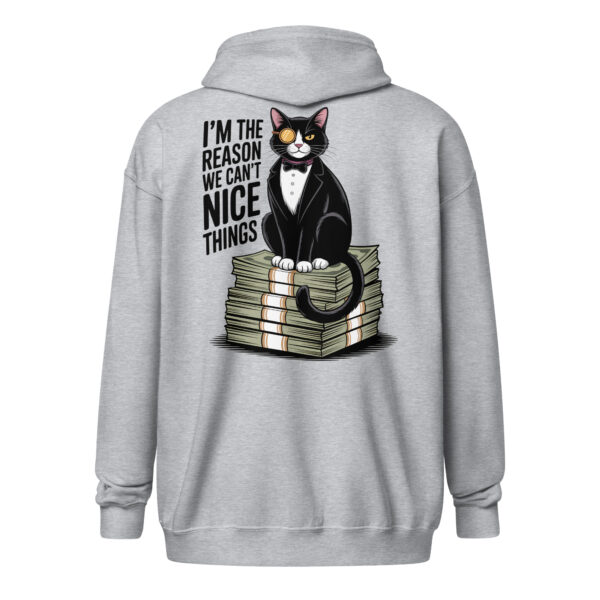 Funny Cat Quote Hoodie (Back Print) – Unisex zip hoodie