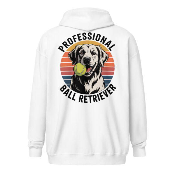 Retro 'Ball Retriever' Dog Hoodie (Back Print) – Unisex zip hoodie