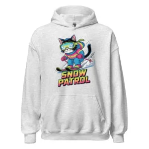 BlizzStyle - Home Skiing cat wearing goggles and winter gear on a cozy Apres Ski Hoodie.