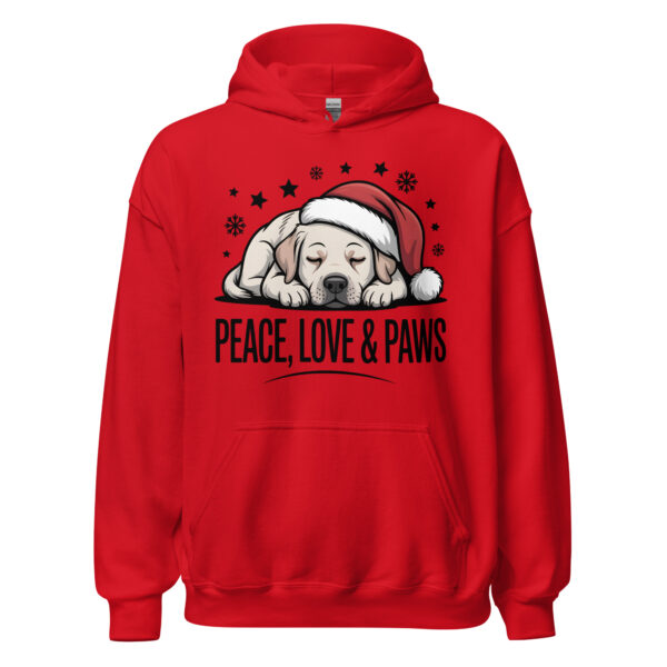 "Peace, Love & Paws" Christmas Dog | Cozy Holiday Puppy – Unisex Hoodie