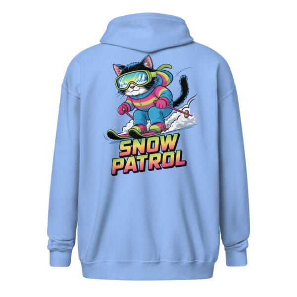 "Snow Patrol" Skiing Cat (Back Print) – Unisex zip hoodie