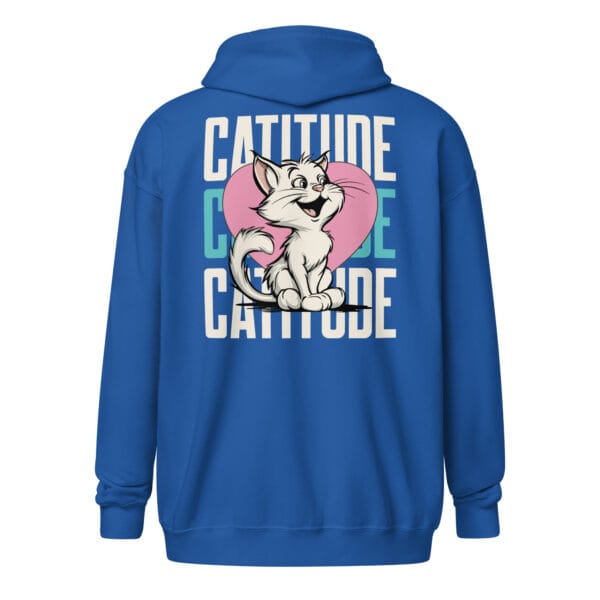 "CATITUDE" Funny Cat (Back Print) – Unisex zip hoodie