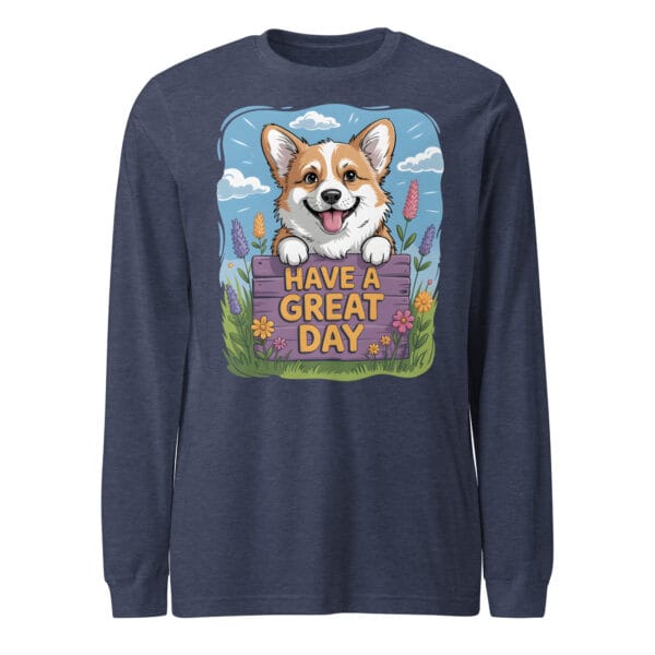 Corgi long sleeve tee with floral peeking puppy design perfect gift for dog lovers