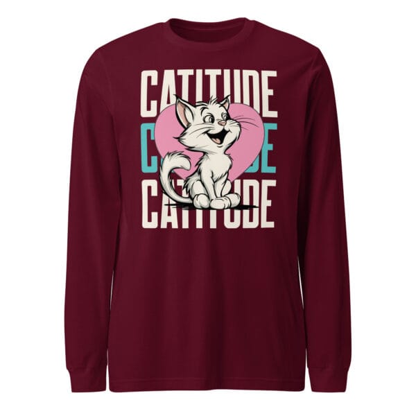 "CATITUDE" Funny Cat – Unisex Long Sleeve Tee