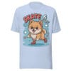 Adorable Pomeranian dog ice skating and Skate & Fluff text on a winter t-shirt for dog moms and dads