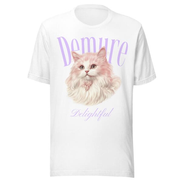 "Demure Delightful" Cat | Elegant Pink Feline Graphic – Unisex T-shirt