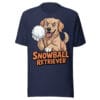 Cheerful Golden Retriever puppy throwing a snowball with a mischievous grin on a t-shirt gift for dog moms and dads